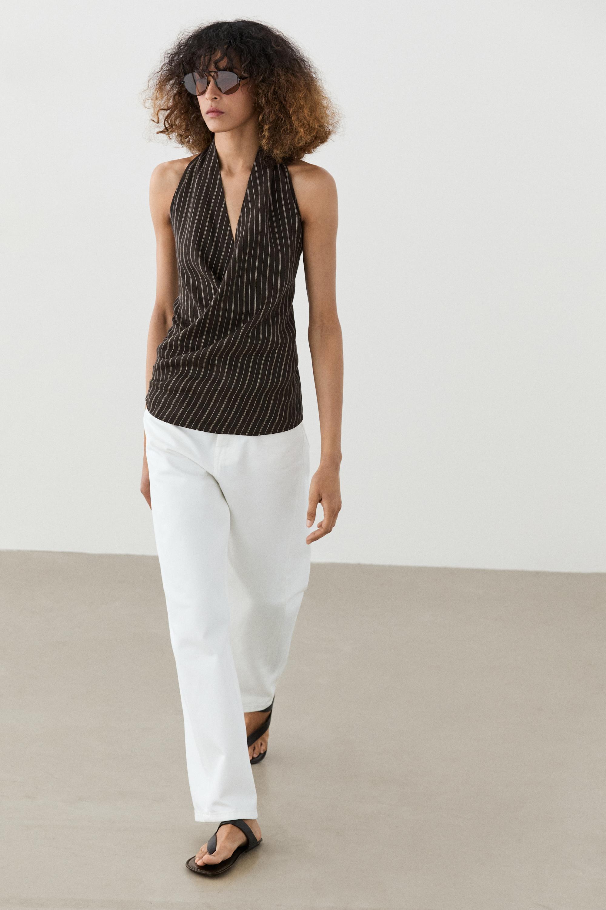 Top encolure américaine rayé